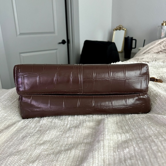 Steve Madden Chocolate Brown Croc Tote Bag Laptop Friendly - Picture 5 of 8